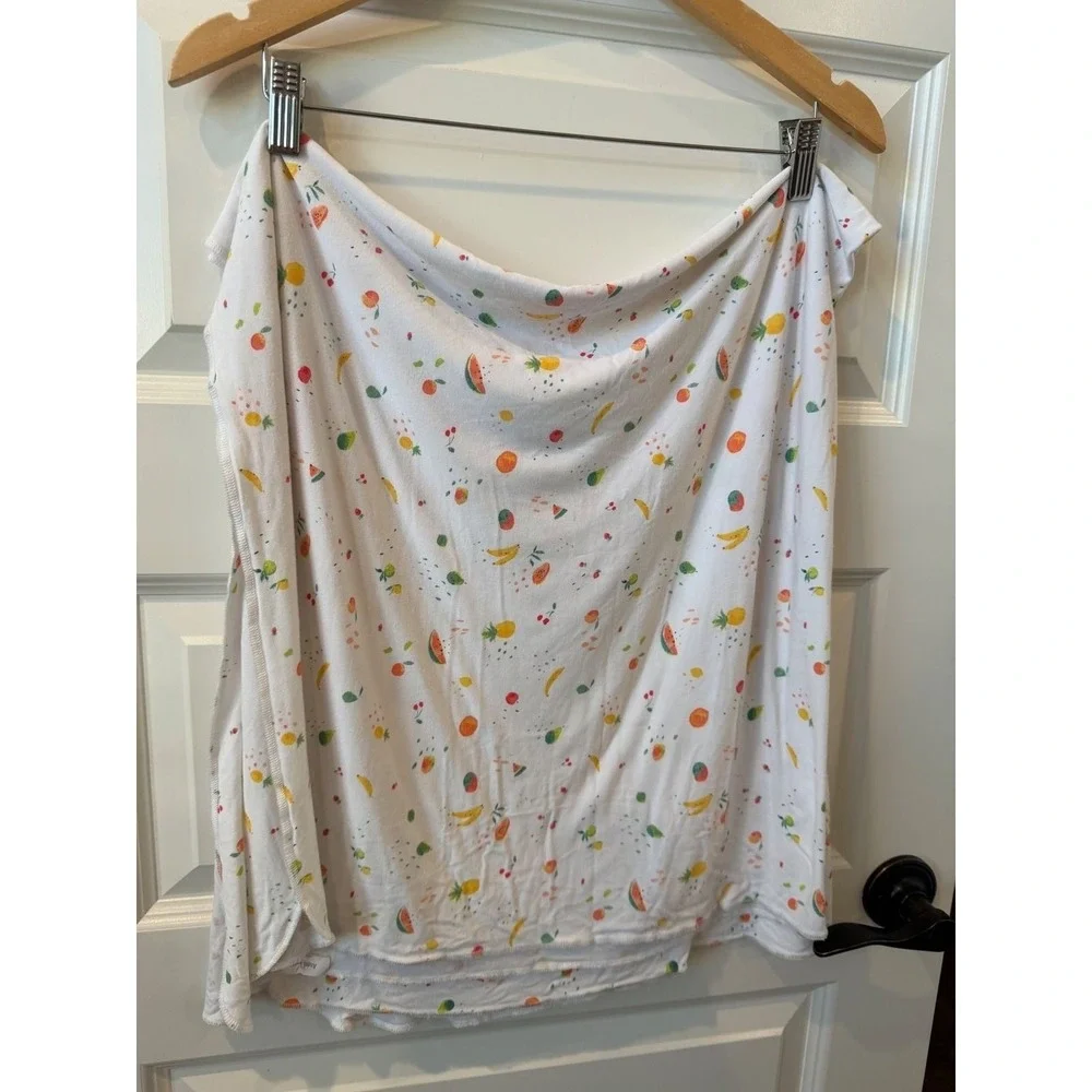 Angel Dear White Fruit Print Bamboo Viscose Swaddle Baby Blanket Fruit